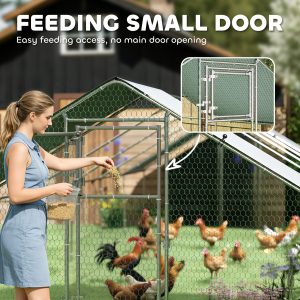 PawHut Metal Chicken Coop with Water- and UV-Protection Cover for Backyard Hen, Duck, Rabbit, 39.4' x 9.8' x 6.4' - Image 9