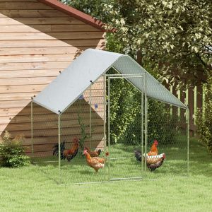 PawHut Metal Chicken Coop with Water- and UV-Protection Cover for Backyard Hen, Duck, Rabbit, 6.6' x 6.6' x 6.6' - Image 1