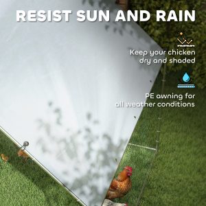 PawHut Metal Chicken Coop with Water- and UV-Protection Cover for Backyard Hen, Duck, Rabbit, 6.6' x 6.6' x 6.6' - Image 4