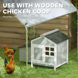 PawHut Metal Chicken Coop with Water- and UV-Protection Cover for Backyard Hen, Duck, Rabbit, 6.6' x 6.6' x 6.6' - Image 5