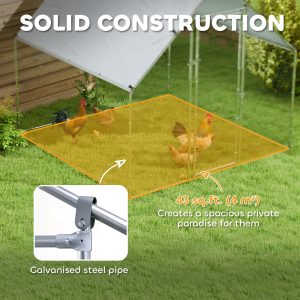 PawHut Metal Chicken Coop with Water- and UV-Protection Cover for Backyard Hen, Duck, Rabbit, 6.6' x 6.6' x 6.6' - Image 6