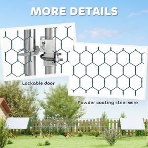 PawHut Metal Chicken Coop with Water- and UV-Protection Cover for Backyard Hen, Duck, Rabbit, 6.6' x 6.6' x 6.6' - Image 7