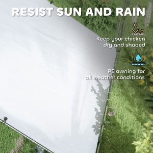 PawHut Metal Chicken Coop with Water- and UV-Protection Cover for Backyard Hen, Duck, Rabbit, 9.8' x 32.8' x 6.4' - Image 4