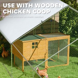 PawHut Metal Chicken Coop with Water- and UV-Protection Cover for Backyard Hen, Duck, Rabbit, 9.8' x 32.8' x 6.4' - Image 5