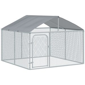 PawHut Outdoor Dog Kennel with Roof, Dog Run with Waterproof & UV-Resistant Cover, Secure Lock, for Backyard & Patio, 7.5' x 7.5' x 5.7' - Image 2