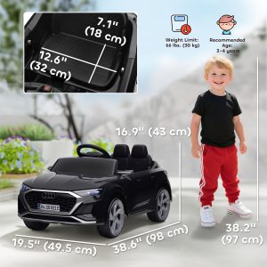 Qaba 12V Battery Powered Kids Electric Car, Audi Q8 etron Sportback Licensed Ride on Car w/ Remote Control, Black - Image 23