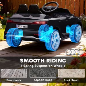 Qaba 12V Battery Powered Kids Electric Car, Audi Q8 etron Sportback Licensed Ride on Car w/ Remote Control, Black - Image 29