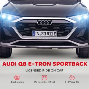Qaba 12V Battery Powered Kids Electric Car, Audi Q8 etron Sportback Licensed Ride on Car w/ Remote Control, Black - Image 14