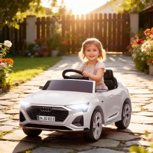 Qaba 12V Battery Powered Kids Electric Car, Audi Q8 etron Sportback Licensed Ride on Car w/ Remote Control, White - Image 1