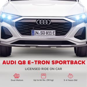 Qaba 12V Battery Powered Kids Electric Car, Audi Q8 etron Sportback Licensed Ride on Car w/ Remote Control, White - Image 14