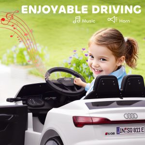 Qaba 12V Battery Powered Kids Electric Car, Audi Q8 etron Sportback Licensed Ride on Car w/ Remote Control, White - Image 16