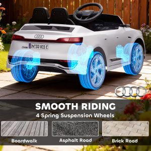Qaba 12V Battery Powered Kids Electric Car, Audi Q8 etron Sportback Licensed Ride on Car w/ Remote Control, White - Image 9