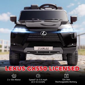 Qaba 12V Ride On Car, Licensed Lexus GX550, 2-Seater Kids Electric Vehicle with Remote Control and Suspension System, Black - Image 14