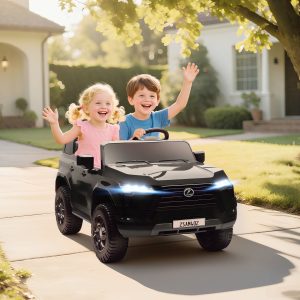 Qaba 12V Ride On Car, Licensed Lexus GX550, 2-Seater Kids Electric Vehicle with Remote Control and Suspension System, Black - Image 18