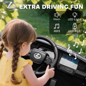Qaba 12V Ride On Car, Licensed Lexus GX550, 2-Seater Kids Electric Vehicle with Remote Control and Suspension System, Black - Image 20