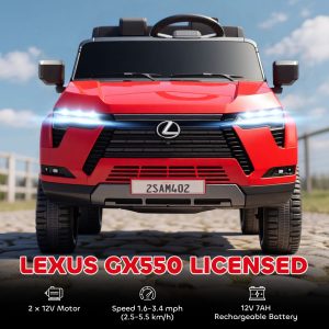 Qaba 12V Ride On Car, Licensed Lexus GX550, 2-Seater Kids Electric Vehicle with Remote Control and Suspension System, Red - Image 14