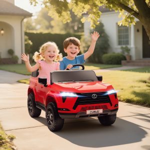 Qaba 12V Ride On Car, Licensed Lexus GX550, 2-Seater Kids Electric Vehicle with Remote Control and Suspension System, Red - Image 18