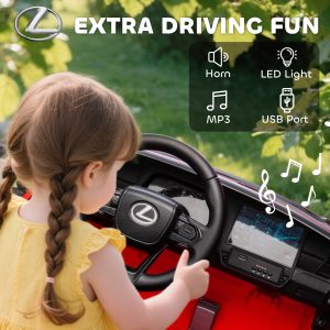 Qaba 12V Ride On Car, Licensed Lexus GX550, 2-Seater Kids Electric Vehicle with Remote Control and Suspension System, Red - Image 20