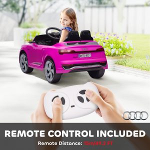 Qaba 12V Ride-On Car with Remote Control, Battery Powered Audi Q8 etron Sportback Licensed, for Kids 3-4 years old, Pink - Image 5