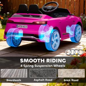 Qaba 12V Ride-On Car with Remote Control, Battery Powered Audi Q8 etron Sportback Licensed, for Kids 3-4 years old, Pink - Image 8