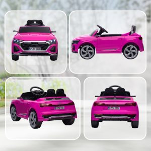 Qaba 12V Ride-On Car with Remote Control, Battery Powered Audi Q8 etron Sportback Licensed, for Kids 3-4 years old, Pink - Image 9