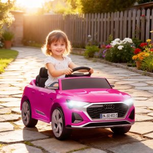 Qaba 12V Ride-On Car with Remote Control, Battery Powered Audi Q8 etron Sportback Licensed, for Kids 3-4 years old, Pink - Image 10