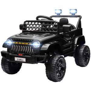 Qaba 12V Ride on Truck, Electric Car for Kids with Remote Control, Suspension, 3 Speeds, USB Music Headlights, Black - Image 2