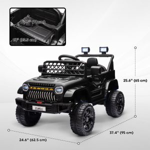 Qaba 12V Ride on Truck, Electric Car for Kids with Remote Control, Suspension, 3 Speeds, USB Music Headlights, Black - Image 3
