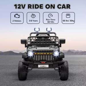 Qaba 12V Ride on Truck, Electric Car for Kids with Remote Control, Suspension, 3 Speeds, USB Music Headlights, Black - Image 4
