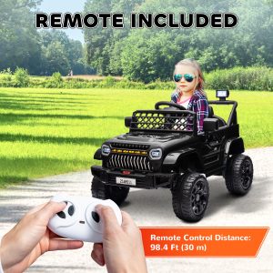Qaba 12V Ride on Truck, Electric Car for Kids with Remote Control, Suspension, 3 Speeds, USB Music Headlights, Black - Image 7