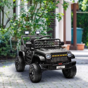 Qaba 12V Ride on Truck, Electric Car for Kids with Remote Control, Suspension, 3 Speeds, USB Music Headlights, Black - Image 8