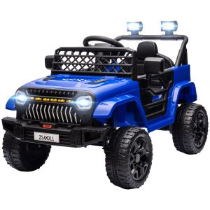Qaba 12V Ride on Truck, Electric Car for Kids with Remote Control, Suspension, 3 Speeds, USB Music Headlights, Dark Blue - Image 2