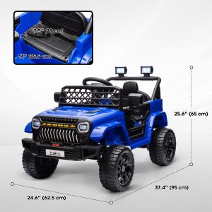 Qaba 12V Ride on Truck, Electric Car for Kids with Remote Control, Suspension, 3 Speeds, USB Music Headlights, Dark Blue - Image 3