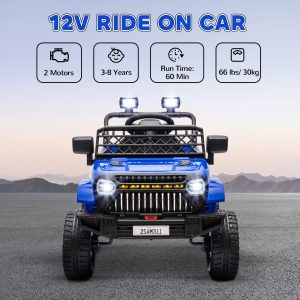 Qaba 12V Ride on Truck, Electric Car for Kids with Remote Control, Suspension, 3 Speeds, USB Music Headlights, Dark Blue - Image 4