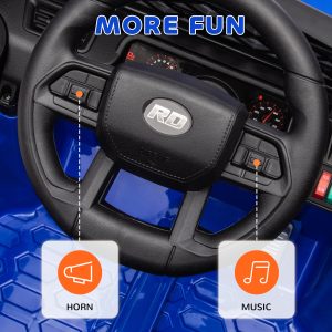 Qaba 12V Ride on Truck, Electric Car for Kids with Remote Control, Suspension, 3 Speeds, USB Music Headlights, Dark Blue - Image 9