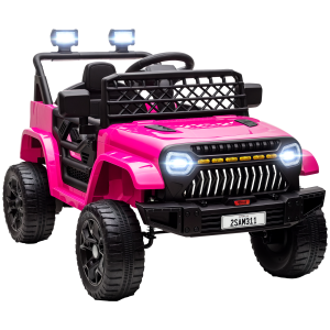 Qaba 12V Ride on Truck, Electric Car for Kids with Remote Control, Suspension, 3 Speeds, USB Music Headlights, Pink - Image 11