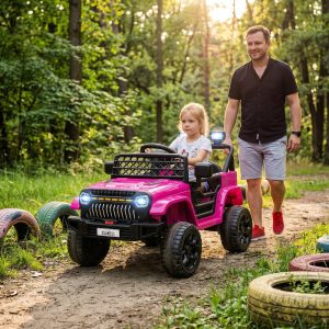 Qaba 12V Ride on Truck, Electric Car for Kids with Remote Control, Suspension, 3 Speeds, USB Music Headlights, Pink - Image 1