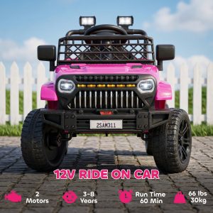 Qaba 12V Ride on Truck, Electric Car for Kids with Remote Control, Suspension, 3 Speeds, USB Music Headlights, Pink - Image 21