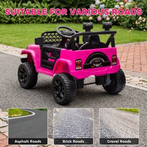 Qaba 12V Ride on Truck, Electric Car for Kids with Remote Control, Suspension, 3 Speeds, USB Music Headlights, Pink - Image 23