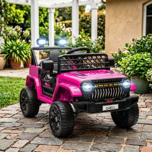 Qaba 12V Ride on Truck, Electric Car for Kids with Remote Control, Suspension, 3 Speeds, USB Music Headlights, Pink - Image 25