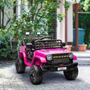 Qaba 12V Ride on Truck, Electric Car for Kids with Remote Control, Suspension, 3 Speeds, USB Music Headlights, Pink - Image 8