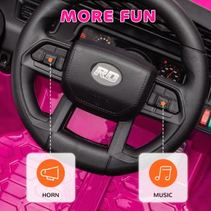 Qaba 12V Ride on Truck, Electric Car for Kids with Remote Control, Suspension, 3 Speeds, USB Music Headlights, Pink - Image 9