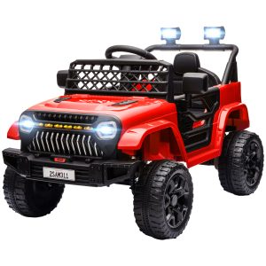 Qaba 12V Ride on Truck, Electric Car for Kids with Remote Control, Suspension, 3 Speeds, USB Music Headlights, Red - Image 2