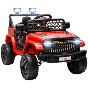 Qaba 12V Ride on Truck, Electric Car for Kids with Remote Control, Suspension, 3 Speeds, USB Music Headlights, Red - Image 11