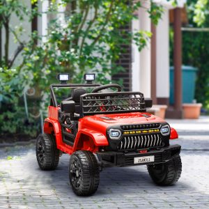 Qaba 12V Ride on Truck, Electric Car for Kids with Remote Control, Suspension, 3 Speeds, USB Music Headlights, Red - Image 8