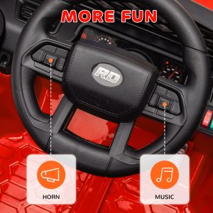 Qaba 12V Ride on Truck, Electric Car for Kids with Remote Control, Suspension, 3 Speeds, USB Music Headlights, Red - Image 9