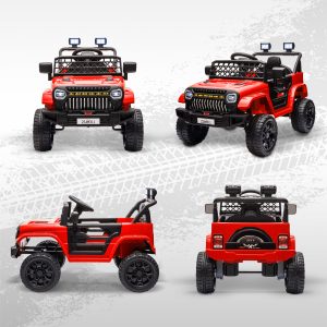 Qaba 12V Ride on Truck, Electric Car for Kids with Remote Control, Suspension, 3 Speeds, USB Music Headlights, Red - Image 10