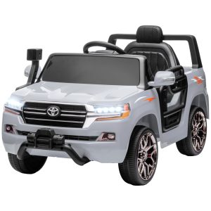 Qaba 12V Toyota LAND CRUISER Licensed Kids Car w/ Remote Control, Four Wheel Spring Suspension, Soft Start, LED Light, Grey - Image 12