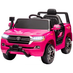 Qaba 12V Toyota LAND CRUISER Licensed Kids Car w Remote Control, Four Wheel Spring Suspension, Soft Start, LED Light, Pink - Image 2