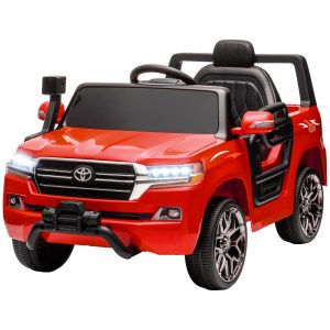 Qaba 12V Toyota LAND CRUISER Licensed Kids Car w/ Remote Control, Four Wheel Spring Suspension, Soft Start, LED Light, Red - Image 2